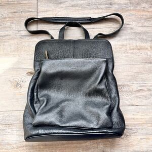 Firenze Unica Pebbled Leather Backpack Purse Black Convertible Bag 11x13 Italian